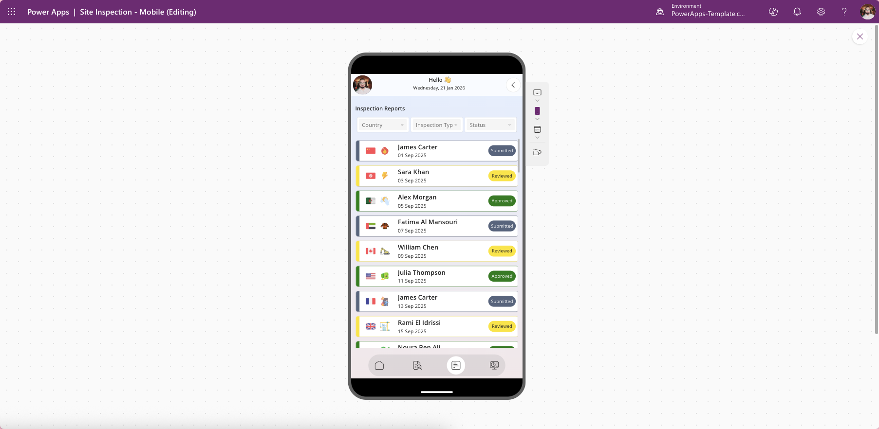 InspectPro Mobile, Power Apps Site Inspection Template