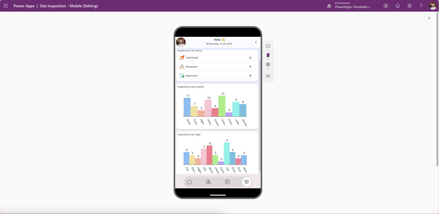 InspectPro Mobile, Power Apps Site Inspection Template